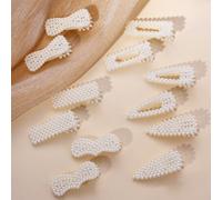 Shein 12 piezas Clips de pelo con decoración de perlas falsas, Elegantes ganchos para el cabello, Accesorios para el cabello, Artículos escolares