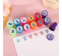 Shein 12 piezas Conjunto de pegatinas de plástico con tema de Stitch de Disney, colores surtidos, kit de manualidades DIY, adecuado para scrapbooking, regal
