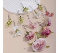 Shein 12 piezas Conjunto surtido de elegantes pasadores/hebillas de pelo minimalistas de estilo veraniego para el Día de San Valentín, accesorios para el ca