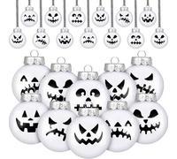 Shein 12 piezas de bolas decorativas de madera redondas con aspecto fantasmal para Halloween, decoración de árbol de Navidad de Nightmare Before Christmas,