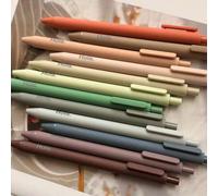 Shein 12 piezas de bolígrafos retráctiles de colores tierra Morandi con tacto cómodo para una escritura suave, tinta negra, suministros de oficina y escuela