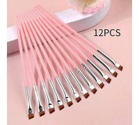 Shein 12 piezas de brochas de maquillaje ultra delgadas para delineador, cepillo suave para cejas, herramientas de maquillaje multifuncionales y portátiles,
