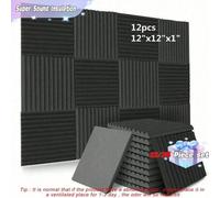 Shein 12 piezas de paneles de espuma insonorizante resilientes de 12*12*1 pulgadas para decoración de paredes de habitaciones, salas de música y absorción d