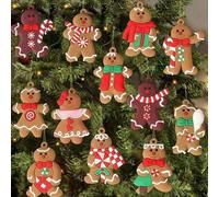 Shein 12 piezas Decoraciones colgantes de figuras de hombrecillo de jengibre de plástico surtidas de 3 pulgadas de altura para el árbol, decoración del hoga