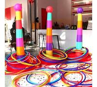 Shein 12 piezas Juego de Argollas de Plástico Coloridas, Adecuado para Fiestas, Juegos al Aire Libre, Competencias, Regalos de Stands (Colores Aleatorios)