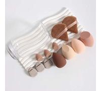 Shein 12 piezas Juego de esponjas de maquillaje con tubo de almacenamiento, herramientas de maquillaje multifuncionales, adecuadas para mezclar BB cream, ba