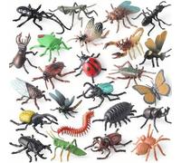 Shein 12 piezas Juego de Modelos de Insectos y Animales Miniatura Realistas, Incluyendo Mariposa, Libélula, Hormiga, Saltamontes, Abeja, Cigarra, Mosca, Cuc