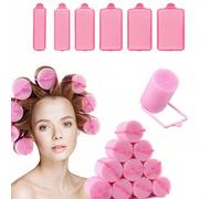 Shein 12 Piezas Juego de Rulos de Espuma, Rulos de Cabello sin Calor para Dormir, Agarre Automático, Rulos de Onda Suave para Cabello Medio Corto, Rosa, Rul