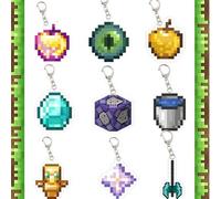 Shein 12 piezas Minecraft Artículos oficialmente autorizados de mi mundo Llavero acrílico Tótem de la inmortalidad Pico de diamantes y cristal del fin y otr