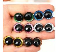 Shein 12 PIEZAS Ojos brillantes para amigurumi - Ojos de plástico 3D brillantes (12-30mm) en 6 colores, suministros para hacer muñecas para juguetes de punt