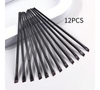 Shein 12 piezas Pincel delineador de ojos ultra fino de borde afilado en negro, pincel de maquillaje de pelo suave, pincel portátil para cejas, el pincel de