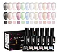 Shein Conjunto de 12 piezas de 7ML Esmalte de uñas en gel de jalea con colores transparentes, nude y rosa lechoso, semipermanente y desmontable para manicur