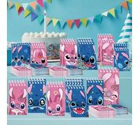 Shein 12 piezas Suministros de oficina Disney 12 piezas/set Cuaderno de bolsillo estilo Stitch Kawaii, libreta de mano, papel de cuaderno, diario con tema d