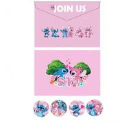Shein 12 sets de invitaciones oficialmente con licencia de Disney de Stitch y Ángel, que incluyen tarjeta de invitación, sobre de invitación, tarjeta postal