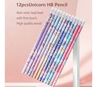 Shein 12 sets de lápices de borrado automático con diseños de estudiantes lindos de unicornios/sirenas/astronautas/dinosaurios, útiles escolares específicos