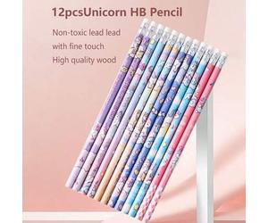 Shein 12 sets de lápices de borrado automático con diseños de estudiantes lindos de unicornios/sirenas/astronautas/dinosaurios, útiles escolares específicos