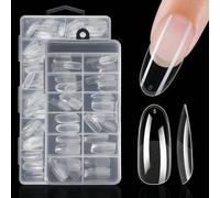 Shein 120/600 Puntas de uñas ovaladas largas, puntas de uñas de gel transparente de gel suave con cobertura total y acabado semimate, puntas de uñas acrílic