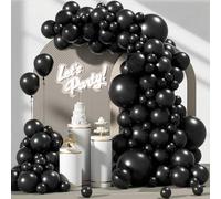 Shein 120 globos de látex negros, kit de arco de globos negros surtidos de 18", 12", 10", 5", adecuado para fiesta de revelación de género, fiesta de solter
