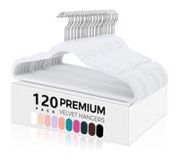 Shein 120 Pack White Clothes Hangers, Velvet Clothes Hangers, Non-Slip Felt Hangers - Space-Saving, Premium Suit Hangers, 360° Rotating Hook, Wardrobe Hange