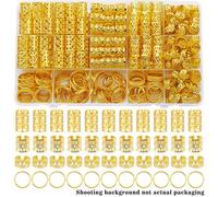 Shein 120 piezas Anillos de cabello redondos huecos estilo bohemio vintage, accesorios para el cabello, adecuados para mujeres y niñas, joyería DIY para cab