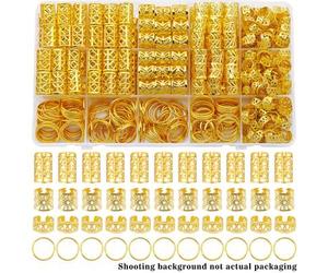 Shein 120 piezas Anillos de cabello redondos huecos estilo bohemio vintage, accesorios para el cabello, adecuados para mujeres y niñas, joyería DIY para cab