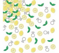 Shein 120 piezas de confeti de limón y aros, decoraciones para despedidas de soltera, limonada She Found Her Main Squeez, suministros para despedidas de sol