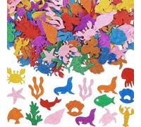 Shein 120 piezas de pegatinas de espuma con forma de animales marinos de colores variados y purpurina dorada, pegatinas autoadhesivas DIY, juguete de manual