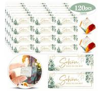 Shein 120 piezas Elegantes pegatinas de eucalipto y lámina de oro - "Tan feliz de ser tuyo" Colgante de regalo de boda, sellos de regalo de cumpleaños y bau