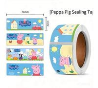 Shein 120 piezas/Rollo Pegatinas impermeables lindas de Peppa Pig y George, adecuadas para teléfono, cuaderno, taza, equipaje, monopatín, bicicleta, gran re