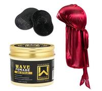 Shein 120g Pomada de olas, Durags sedosos de olas, Gorra de olas, Peine y cepillo de estilo para hombres, Grasa de barro, Pomada ondulada, Crema para entren
