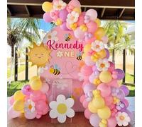 Shein 123 piezas Macarrón rosa, amarillo, morado, rojo rosa, soporte de arco de globo de margarita - Juego de globos de estilo bohemio de látex, adecuado pa