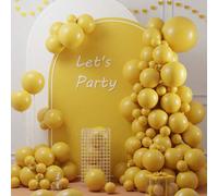 Shein 124/60/10 piezas Conjunto de globos amarillo mostaza, surtido de tamaños (45 cm, 30 cm, 25 cm, 12 cm), Kit de arco de globos de otoño amarillo, adecua