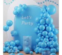 Shein 124/60/10 piezas Conjunto de globos de color azul claro, surtido de tamaños 18/12/10/5 pulgadas Juego de arco de globos de látex azul claro, adecuado