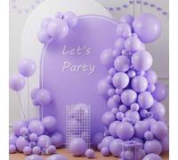 Shein 124/60/10 piezas Juego de globos de color lavanda, surtido de tamaños: 18 piezas, 12 piezas, 10 piezas, 5 pulgadas, kit de arco de globos de color mor