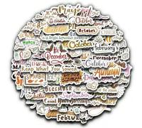 Shein 127 piezas/4 hojas Pegatinas de planificación mensual - Etiquetas de palabras de calendario mensual de enero a diciembre - Pegatinas de registro creat