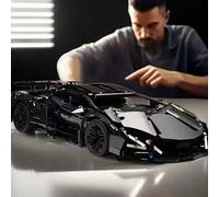 Shein 1288 piezas Edición Limitada Juego de Bloques de Construcción de Superauto Negro, Modelo de Maletero y Motor con Tema de Película, Diseño de Motor Rea