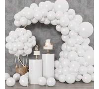 Shein 129 globos blancos, surtido de tamaños 18" 12", decoración de corona y arco, globos de látex adecuados para cumpleaños, boda, aniversario, decoración