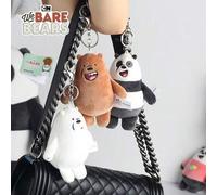 Shein 12cm Llavero de peluche oficial de We Bare Bears, accesorio de muñeca, regalo de cumpleaños, colgante de bolso, oso panda, oso pardo, oso polar clásic