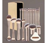 Shein 13 piezas/20 piezas Juego de brochas de maquillaje profesionales de tubo de aluminio, incluye 1 accesorio y caja de almacenamiento de papel, que conti