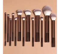 Shein 13 piezas Juego de brochas de maquillaje, tonos de color malva, brochas para base, rubor, maquillaje de ojos, herramientas cosméticas ideales adecuada