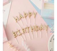 Shein 13 piezas Letra "Feliz Cumpleaños" en dorado, negro y champán para decoración de pastel, decoración de habitación, regalos, velas de cumpleaños, decor