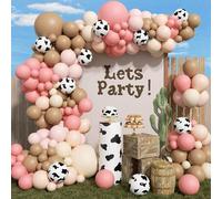 Shein 131 piezas Kit de Arco de Globos Estilo Vaquera - Arco de Globos Estilo Occidental, Globos con Estampado de Vaca, Globos Grises y Marrones, Adecuado p