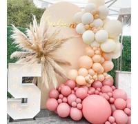 Shein 131 piezas Kit de arco de guirnalda de globos en tonos rosa retro, beige y rubor para decoración de fiesta de cumpleaños, boda, aniversario o