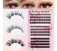 Shein 136 piezas Extensiones de pestañas individuales con adhesivo C Curl, Set de extensión de pestañas DIY sin pegamento, Pestañas segmentadas, Extensiones