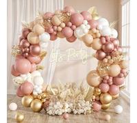 Shein 136 piezas Set de guirnalda y arco de globos estilo bohemio, incluye globos en tonos rosa pálido, marfil y oro rosa, para decoración de despedida de s