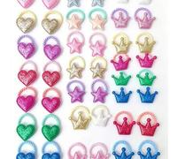 Shein 14 piezas de lazos para el cabello con forma de corazón, estrella y corona con brillo para niñas