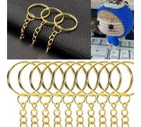Shein 140/piezas Anillo partido de 1 pulgada/25mm con cadena, Llavero plateado, Llavero con anillos abiertos y conector de joyería artesanal, 40pcs Anillos