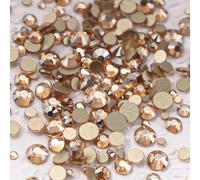 Shein 1440 piezas/bolsa Rhinestones para arte de uñas con fondo dorado, piedras preciosas de vidrio de fondo plano, piedra lunar azul, efecto aurora boreal,