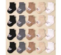 Shein 15/10/5 pares de calcetines náuticos suaves para bebé, con diseño de oso lindo, calcetines deportivos para niños pequeños, diseño de oso, cómodos y el