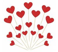 Shein 15/30 piezas Adornos de cupcakes con corazones brillantes, palillos decorativos de pastel con tema de amor dulce, adecuados para boda, compromiso, des